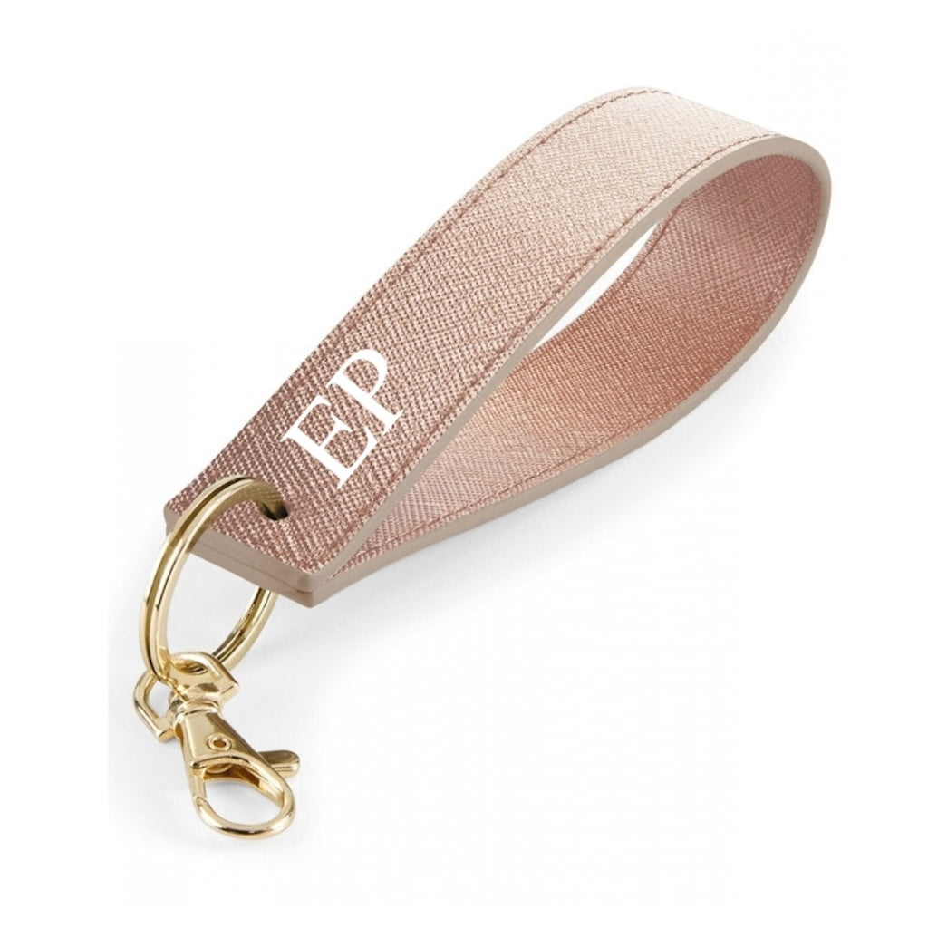 Personalised Saffiano Leather Wristlet Strap Handle key chains key rings