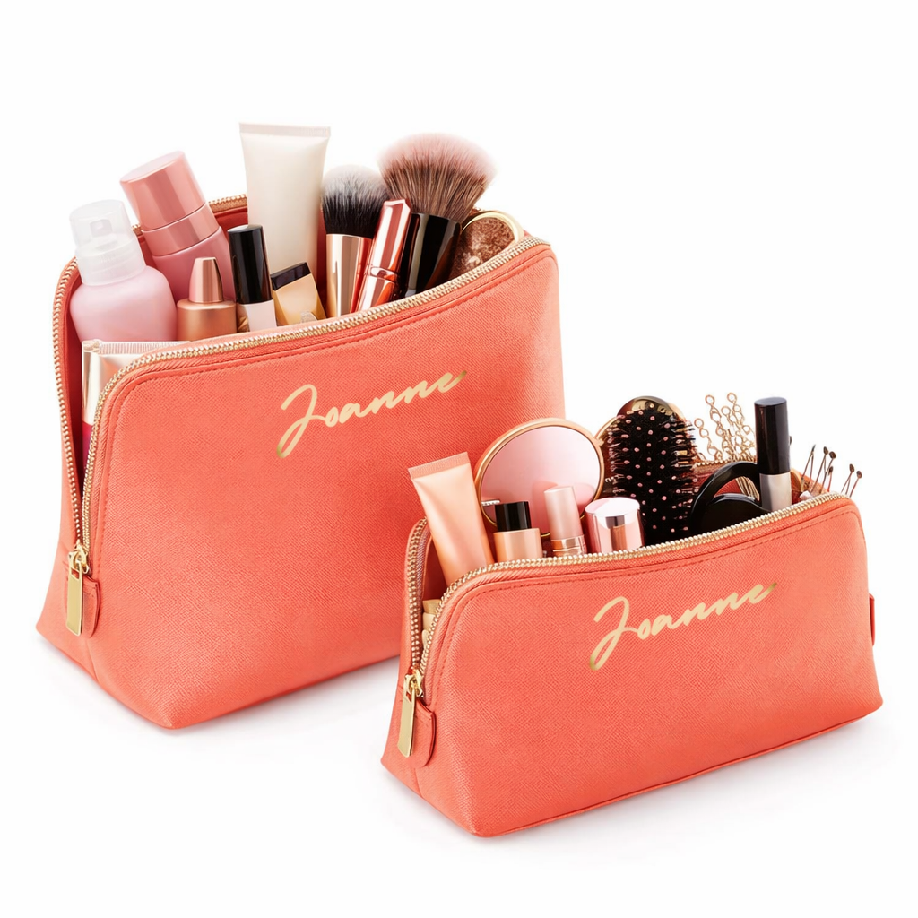 Personalised Saffiano Leather Cosmetic Makeup Toiletry Bag