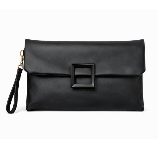 Black buckle clutch