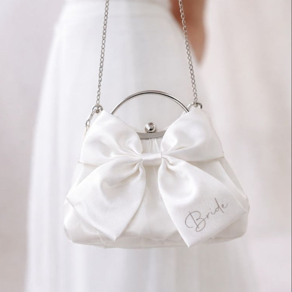 Personalised White Bow Bag