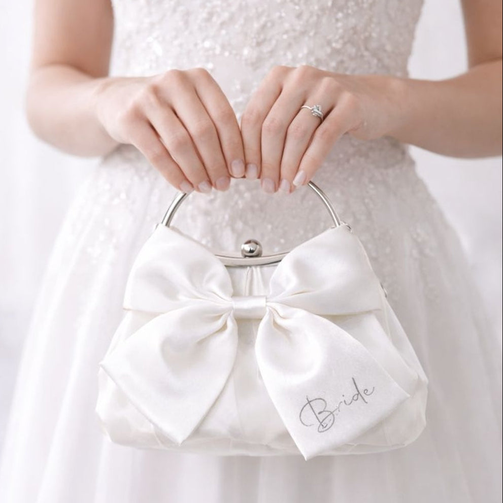 Personalised White Bow Bag