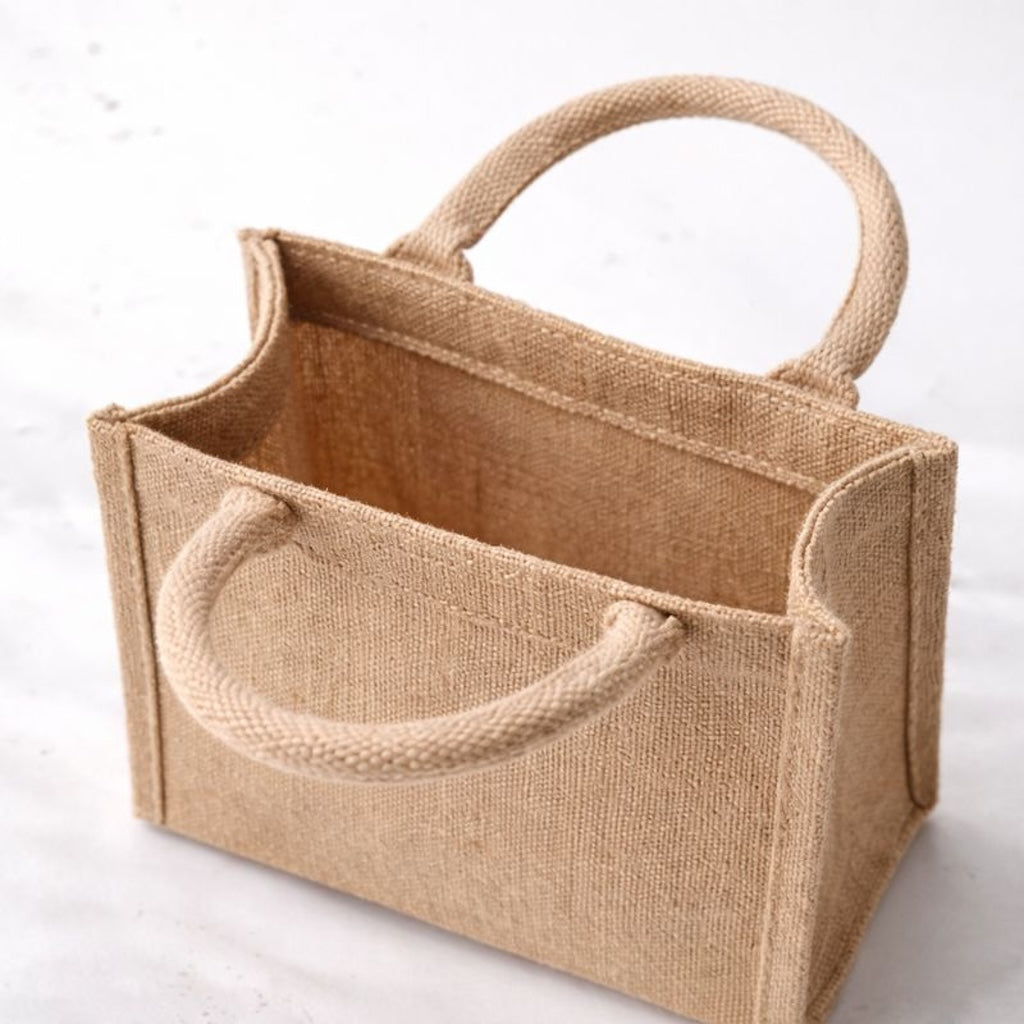 Personalised Patch Square Jute Lunch Bridesmaid Top Handle Gift Bag