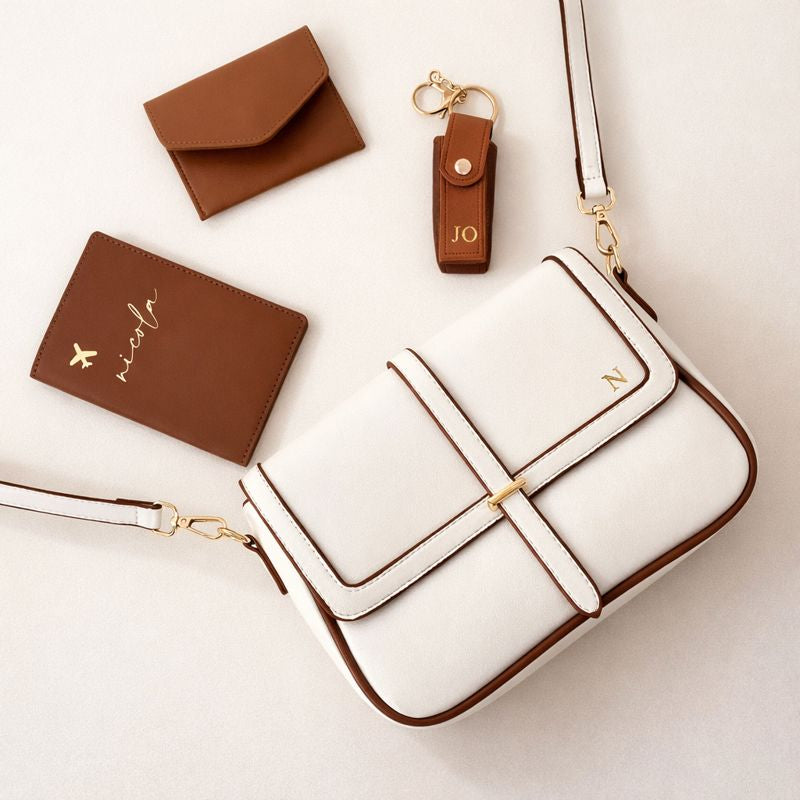 Personalised Embossed Soft Faux Leather Satchel Cross Body Bag