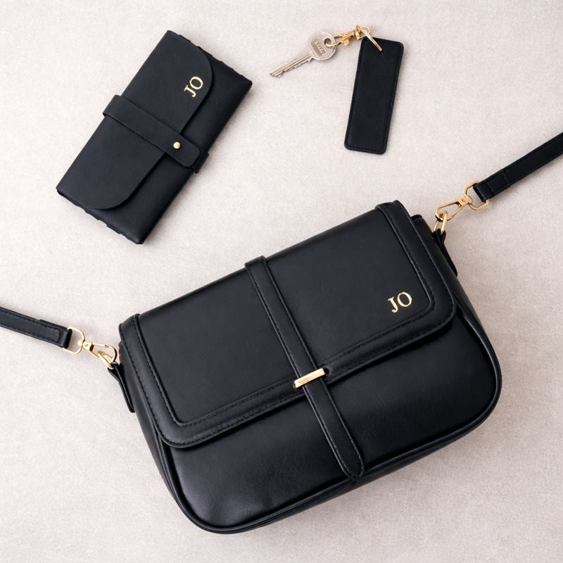 Personalised Embossed Soft Faux Leather Satchel Cross Body Bag