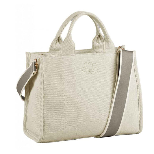 Logo Printed Structured Handbag