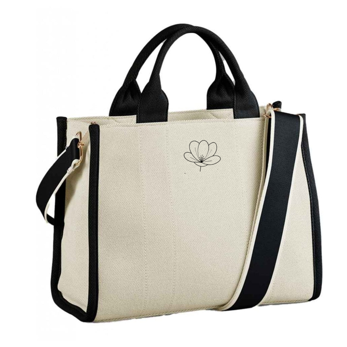Logo Printed Structured Handbag