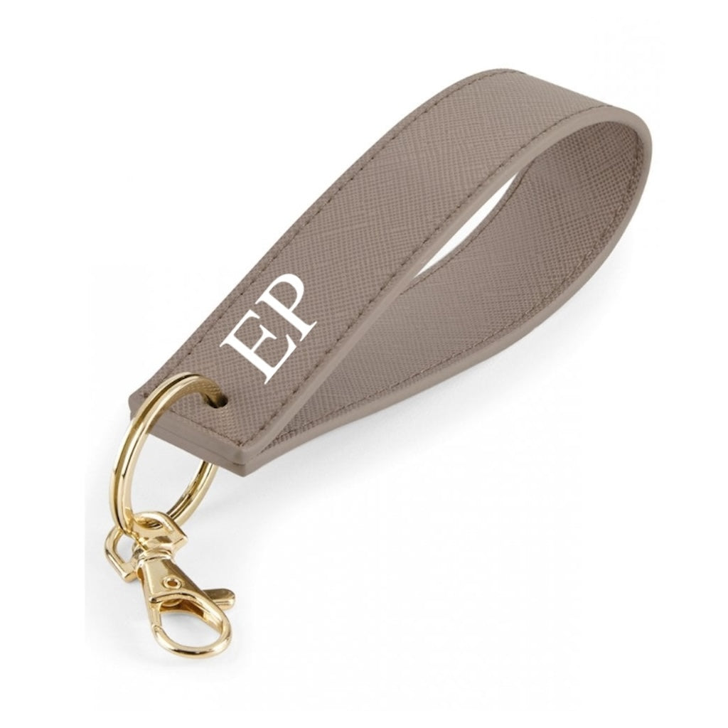 Personalised Saffiano Leather Wristlet Strap Handle key chains key rings