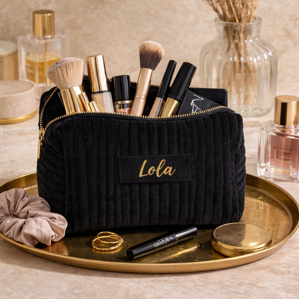 Personalised Soft Velvet Makeup Cosmetic Bag