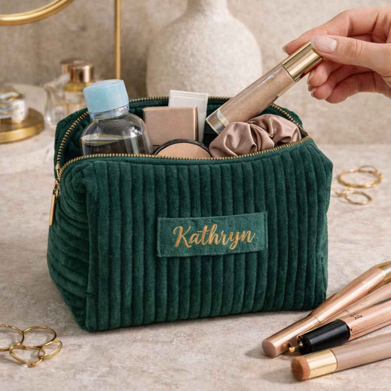 Personalised Soft Velvet Makeup Cosmetic Bag
