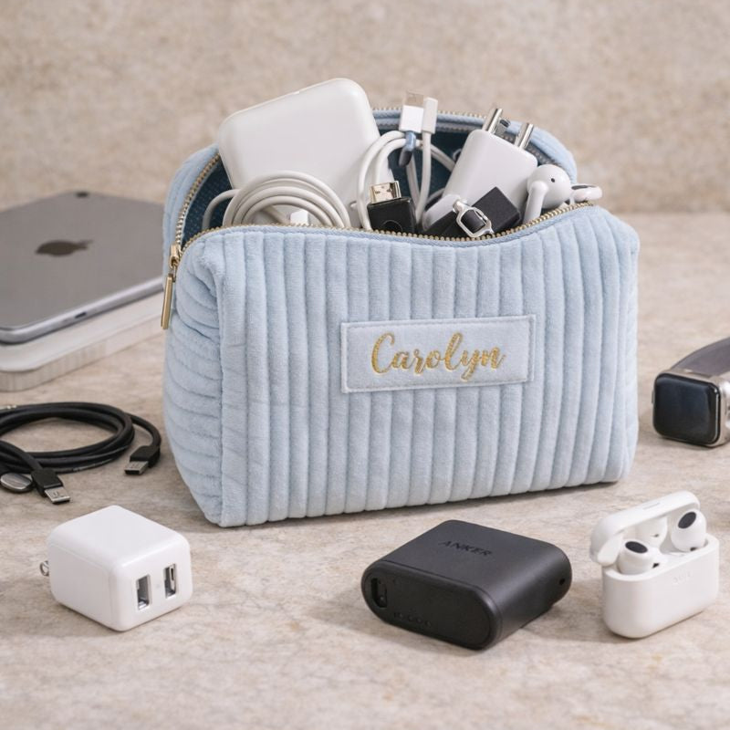Personalised Soft Velvet Makeup Cosmetic Bag