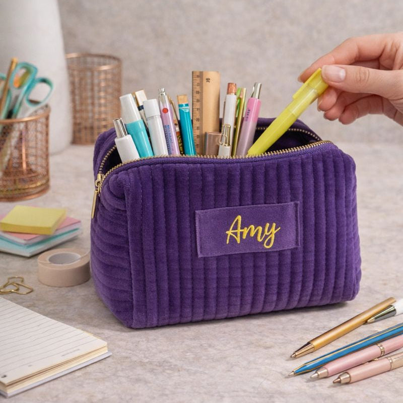 Personalised Soft Velvet Makeup Cosmetic Bag