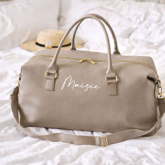 Personalised Weekender Vegan Leather Duffle Travel Hospital Overnight Large Bag