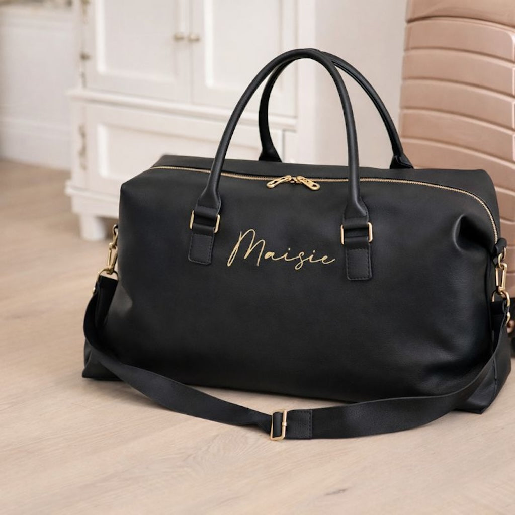 Personalised Weekender Vegan Leather Duffle Travel Hospital Overnight Large Bag