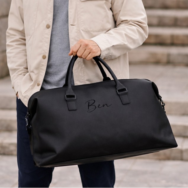 Personalised Weekender Vegan Leather Duffle Travel Hospital Overnight Large Bag