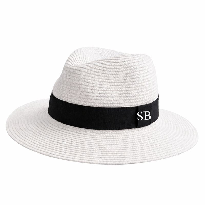 Personalised Initial Monogram Beach Summer Fedora Sun Hat Straw Hat