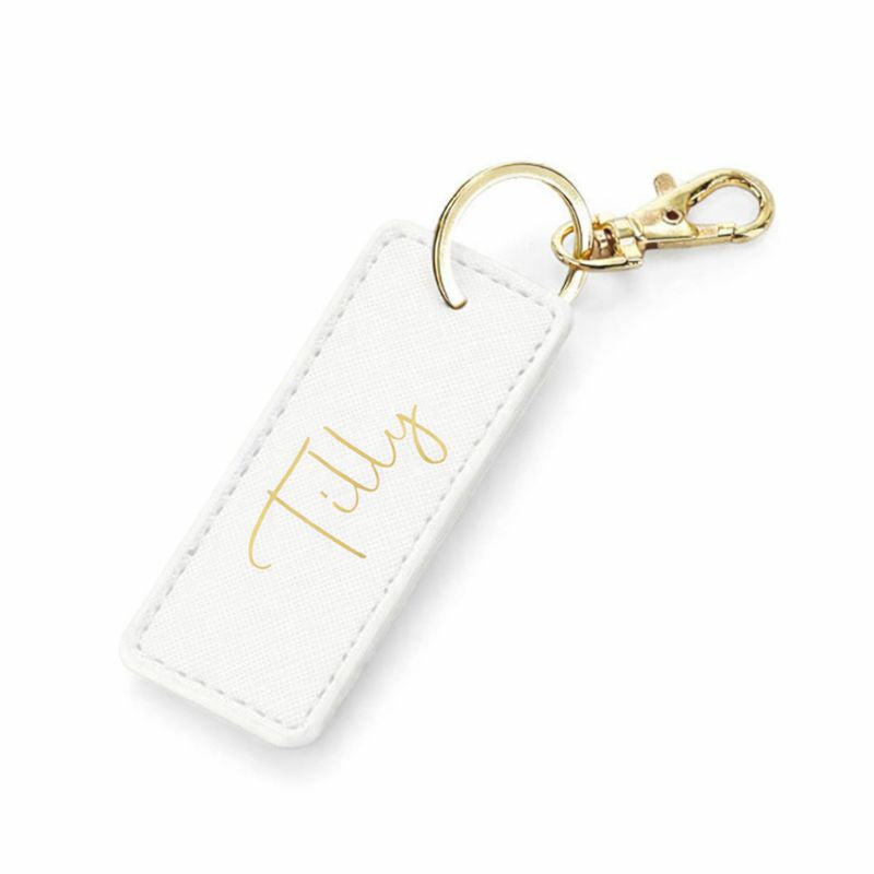 Personalised Saffiano Faux Leather Bag Charms Key Chain Keyring