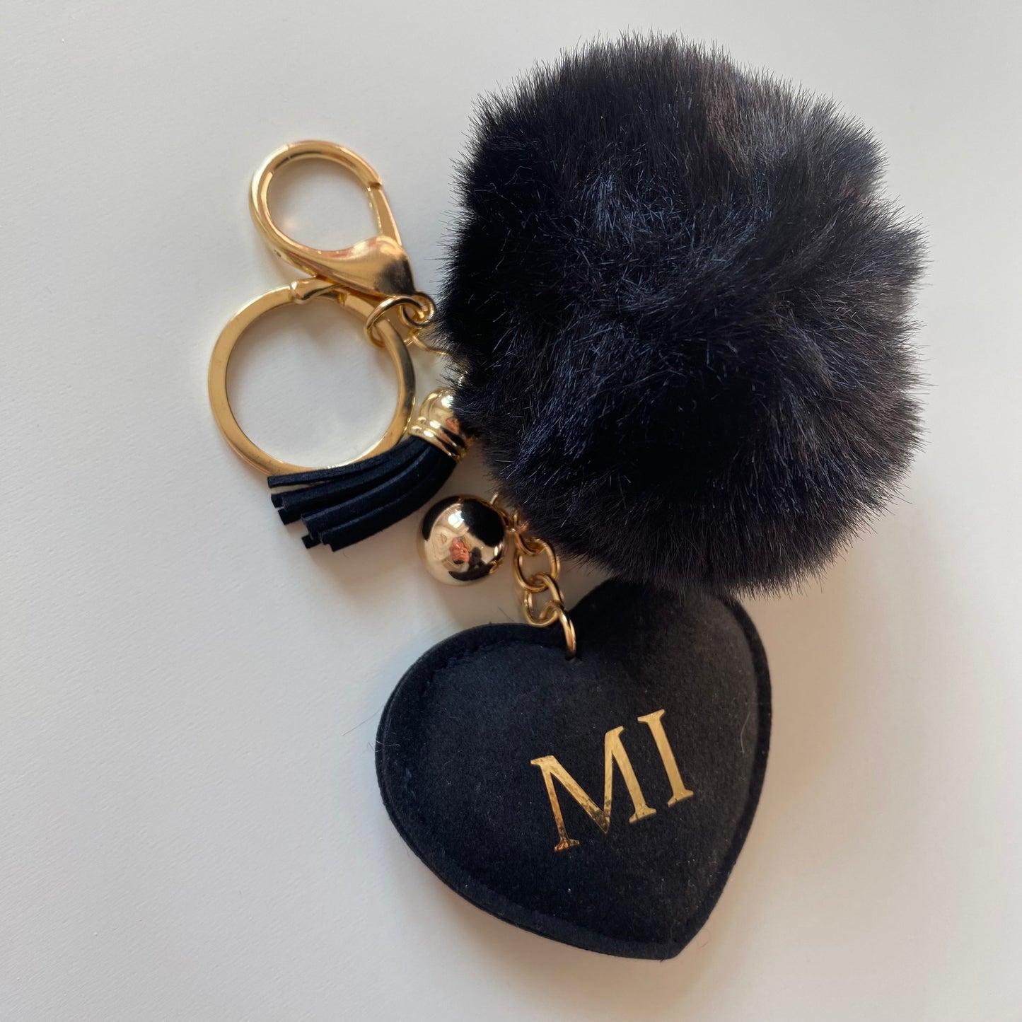 Personalised Diamanté Heart key chains key rings bag charm