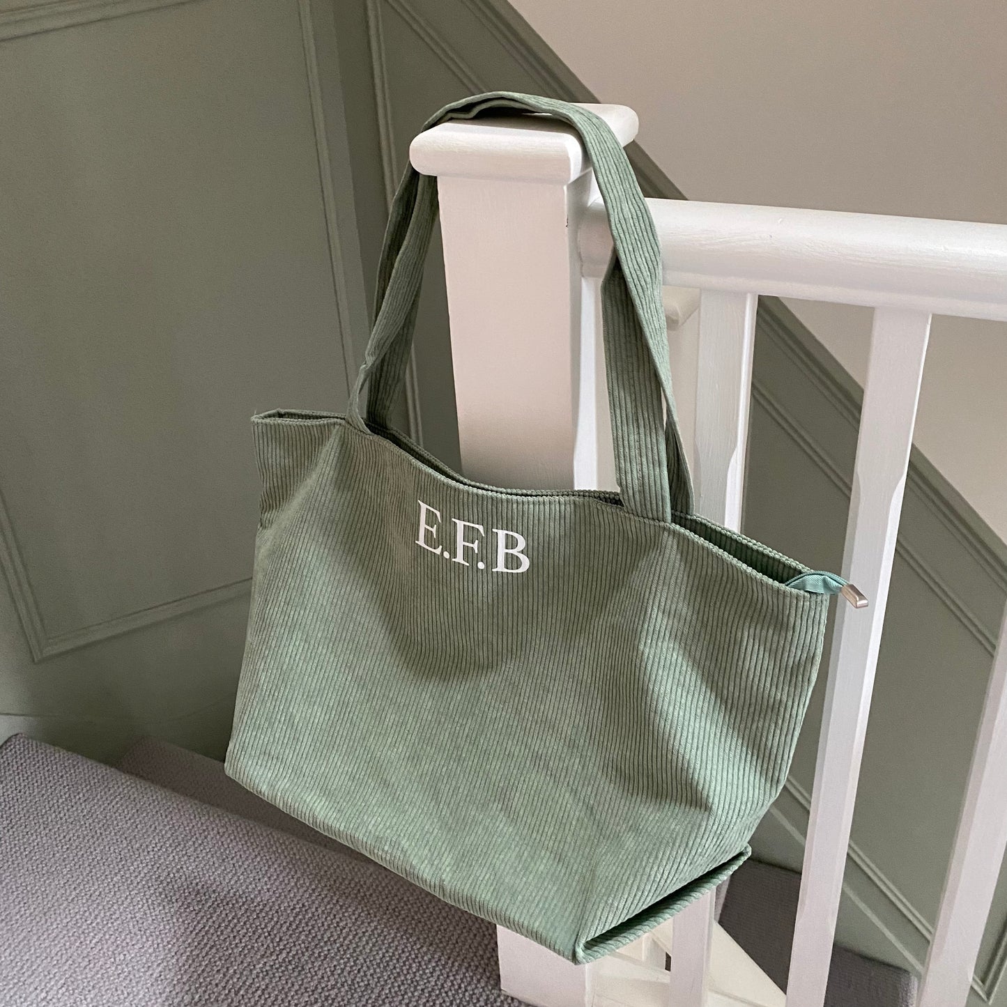 Personalised Corduroy Ribbed Large Tote Shoulder Bag