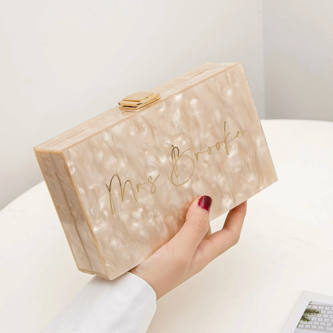 Personalised Marble Clutch Cross Body Chain Bag