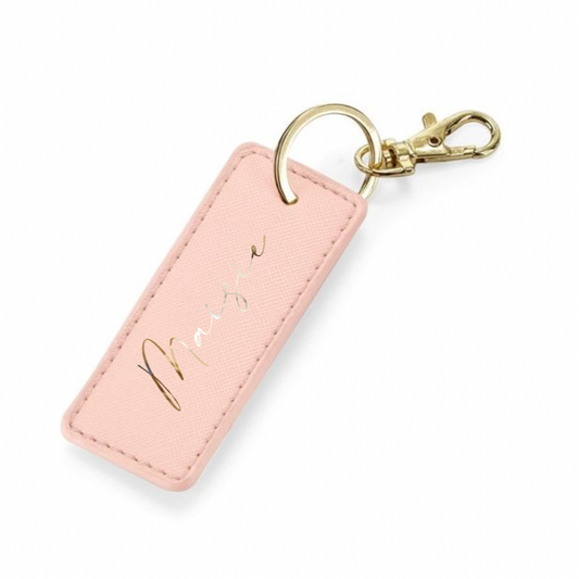 Personalised Saffiano Faux Leather Bag Charms Key Chain Keyring
