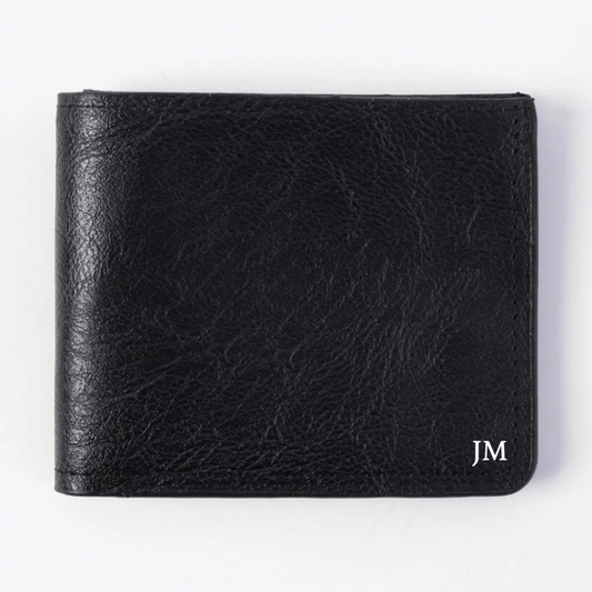 Personalised Black Mens Faux Leather Wallet