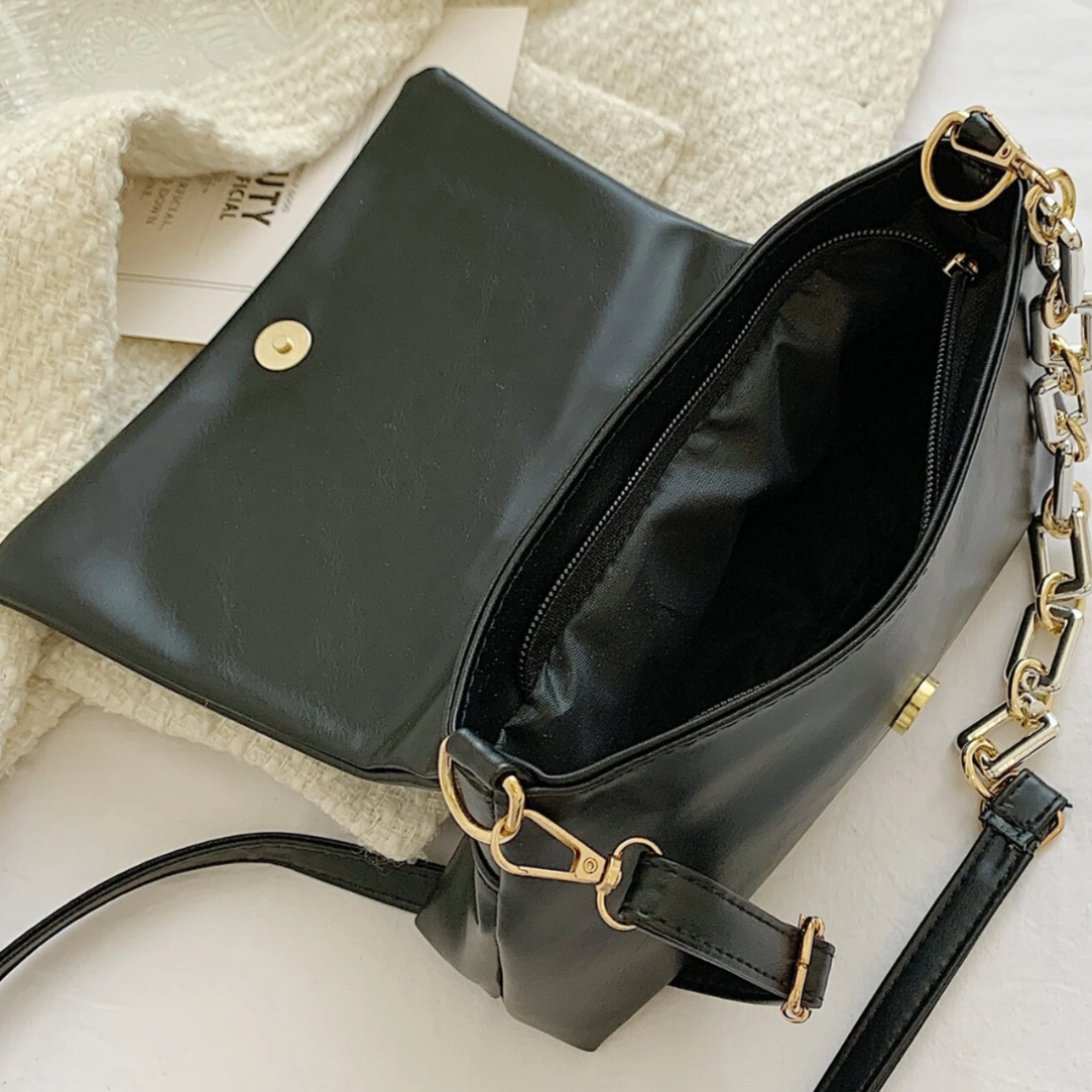 Personalised LISA Faux Leather Ruched Chain Cross Body Bag