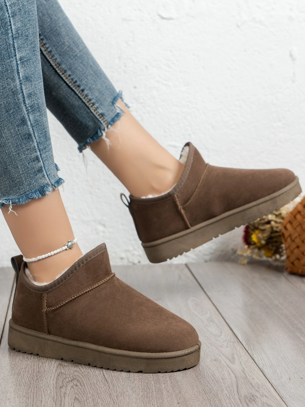 Personalised Faux Suede Ultra Mini Teddy Sherpa Ankle Boots