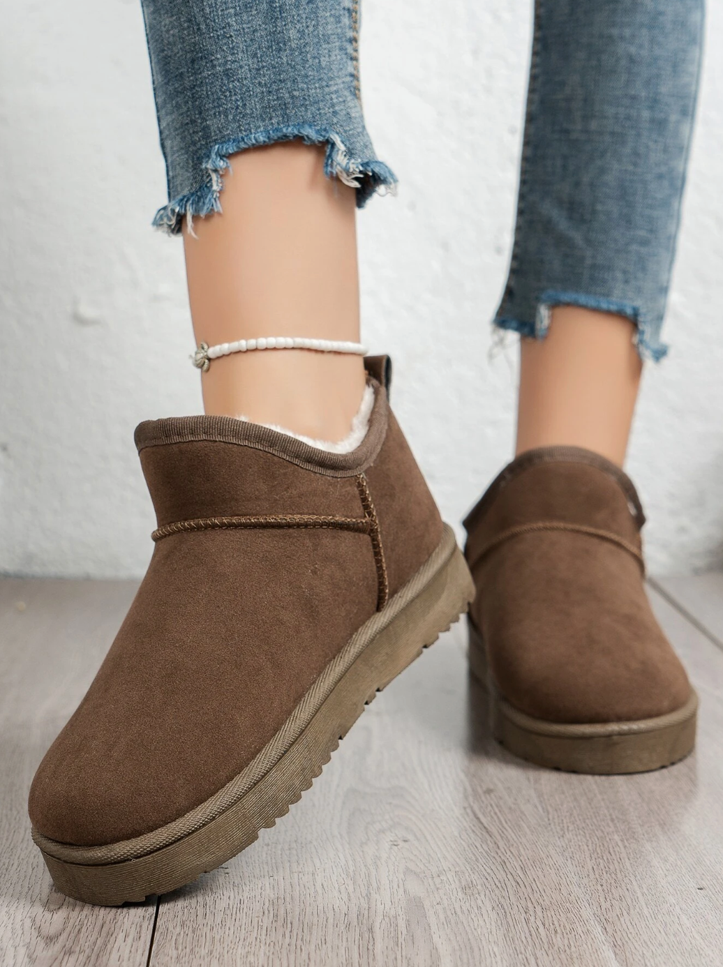 Personalised Faux Suede Ultra Mini Teddy Sherpa Ankle Boots