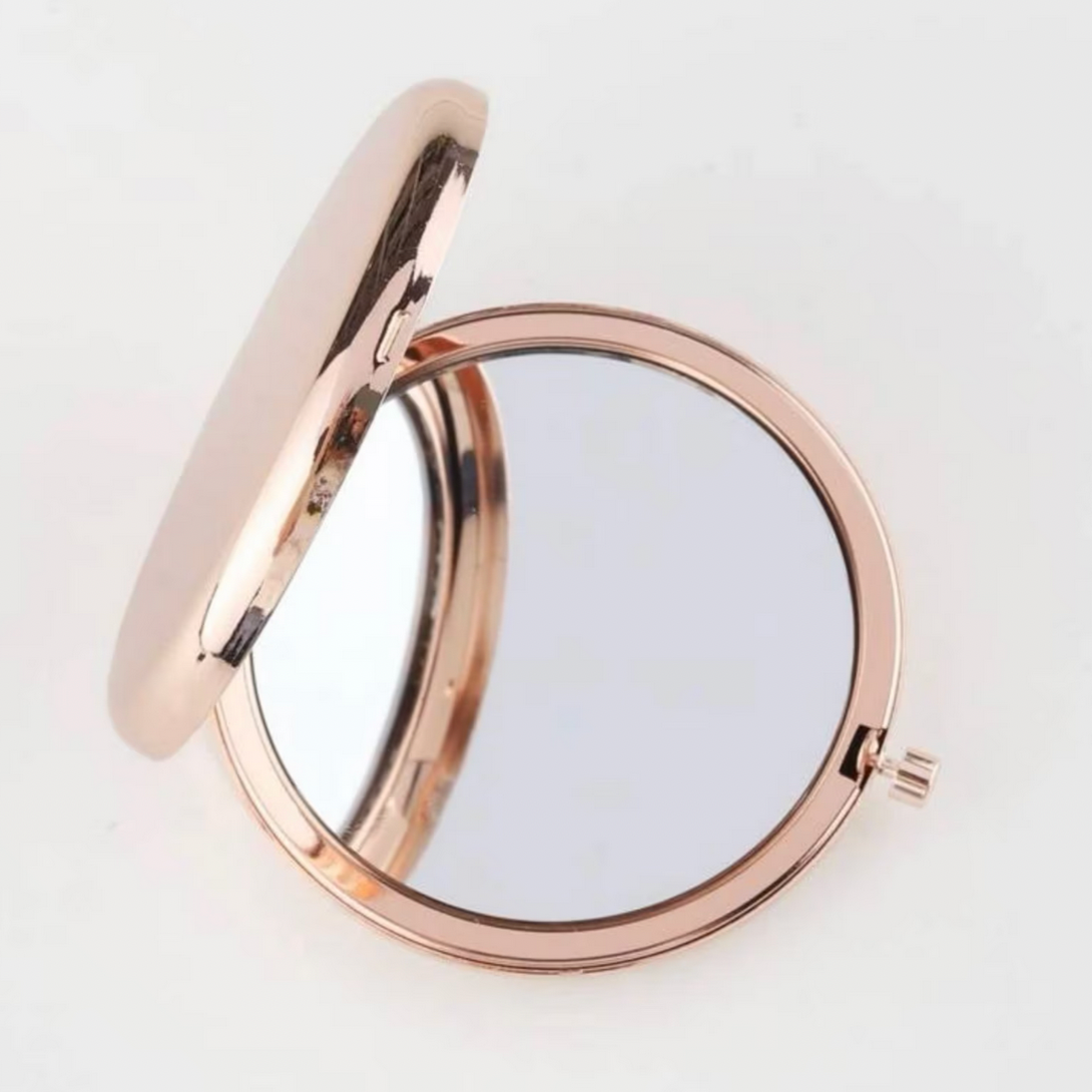 Personalised Rose Gold Metal Compact Pocket Mirror