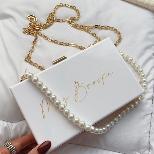 Personalised Pearl Clutch Cross Body Chain Bag