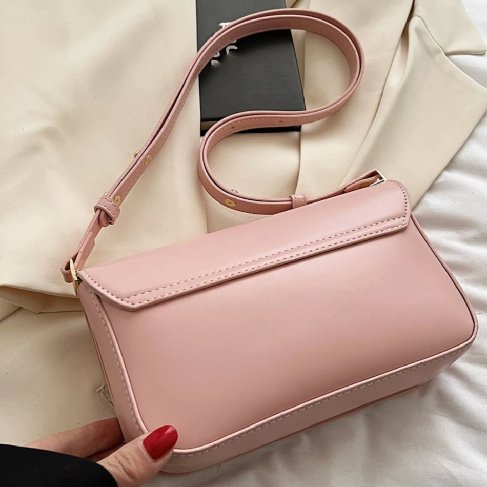 Personalised Pink Buckle Shoulder Cross Body Baguette Bag
