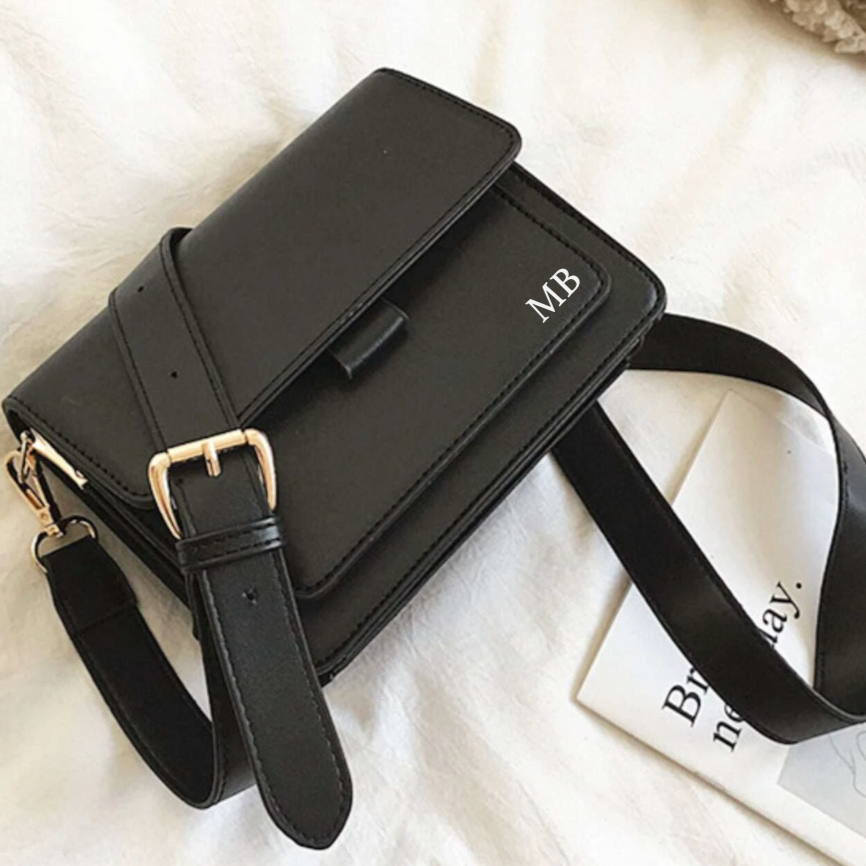 Personalised MICHELLE Thick Strap Faux Leather Cross Body Bag