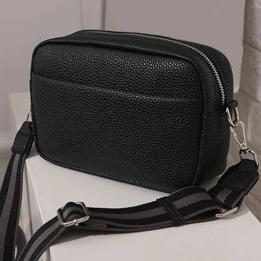 Personalised NICOLA Stripe Strap Soft Faux Leather Camera Cross Body Bag