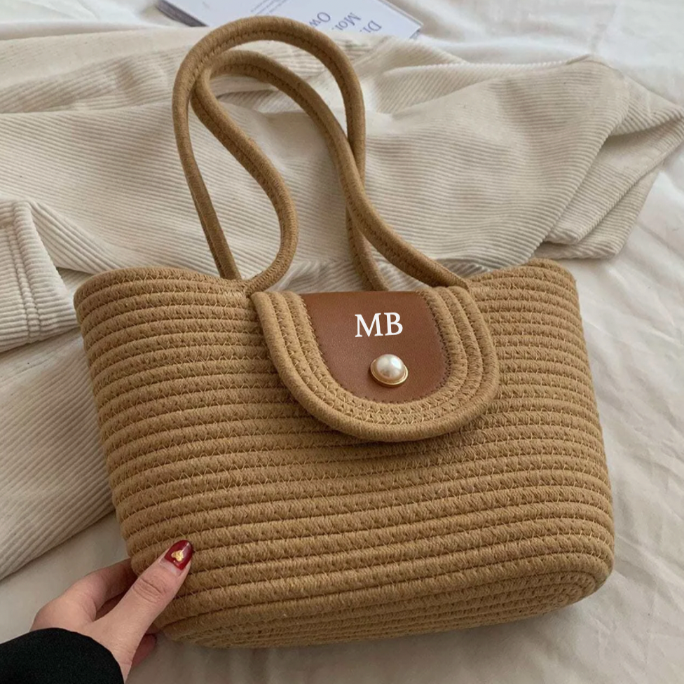 Personalised LOUISE Rope Pearl Tote Bag