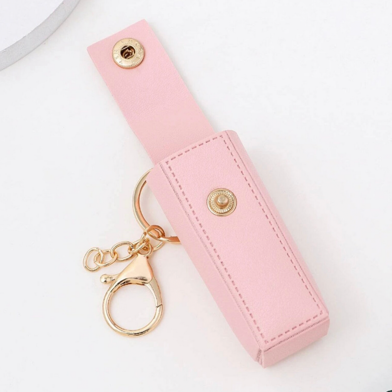 Personalised Faux Leather Lipstick Holder Lip Balm Keychain Bag Charm