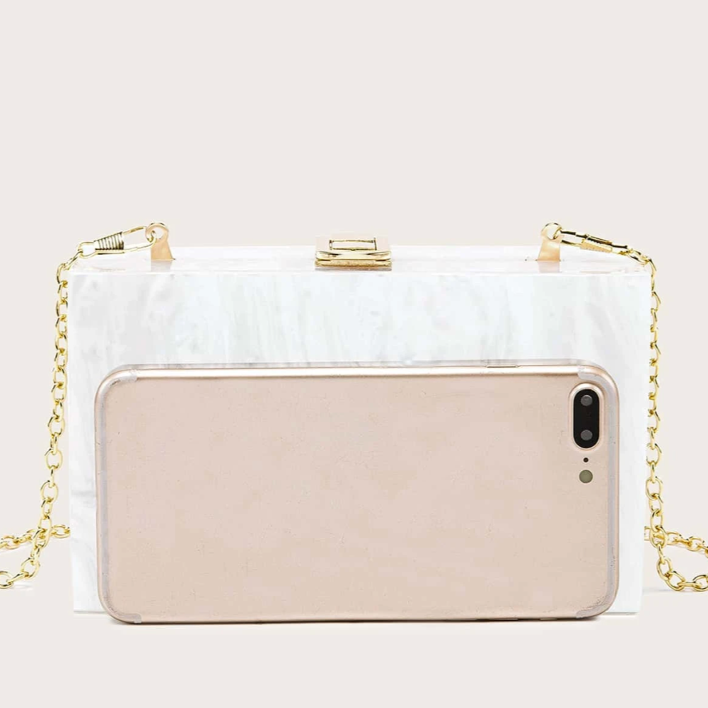 Personalised Marble Clutch Cross Body Chain Bag
