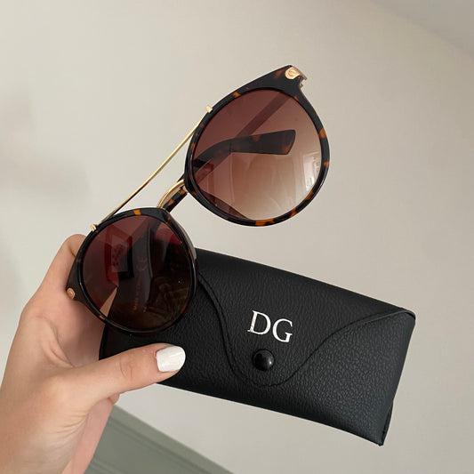 Personalised Button Faux Leather Glasses Case Sunglasses